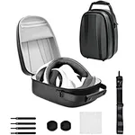 Hard shell case keeps PlayStation PSVR2 headset, touch controller, cable and accessories organized and close at hand. Shockproof & water-resistant EVA shell material storage bag protects your beloved gaming headset against bumps or scratches.